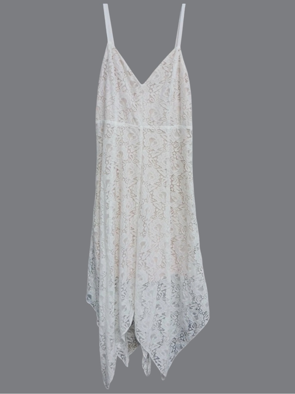 NEW Speechless Asymmetric Cami Midi Dress Lace Lined Ivory Fairy Coquette Size M